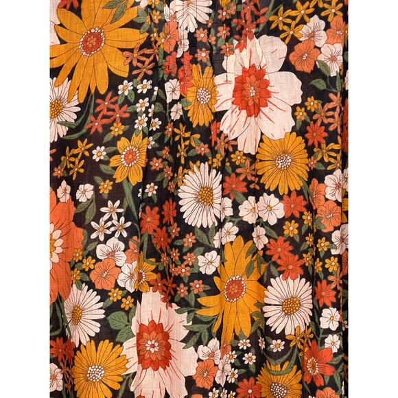 Natural Life Floral Print Cotton 3/4 Sleeve V-Neck Blouse Top Brown Women's L/XL - Picture 12 of 12